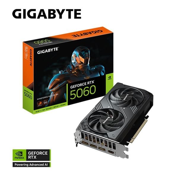  Card màn hình NVIDIA GeForce RTX 5060 Gigabyte WINDFORCE MAX OC 8G (GV-N5060WF2MAX OC-8GD) | 8GB GDDR7, 3840 CUDA 