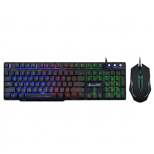  Combo bàn phím chuột giả cơ Gaming Shipadoo D500 | Có dây USB, LED Rainbow, 1000 DPI, Đen 