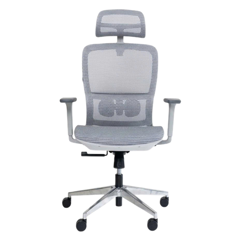 Ghế công thái học GAMI LUM2 | Xám, 150kg, Chân xoay, tay 2D, Lưng lưới