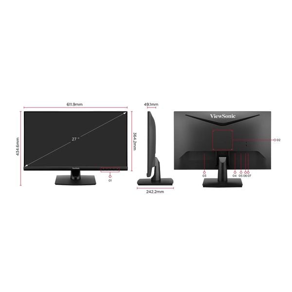  Màn hình văn phòng ViewSonic VA2714-H | 27 inch, Full HD, 100Hz, IPS, 4ms, Phẳng 