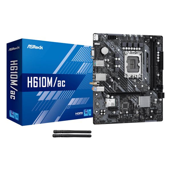  Mainboard ASRock H610M/AC Wifi DDR4 | LGA 1700, mATX, 2 khe RAM 