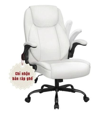 Ghế văn phòng 7057 | Trắng, 120kg, Chân xoay, Da PU (CHỈ NHẬN BÁN RÁP GHẾ)
