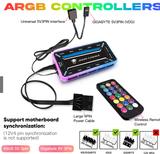  Bộ Hub + Remote Fan RGB Leopard  | Hỗ trợ 10 quạt RGB 6-PIN, 2 cổng LED RGB, Điều khiển từ xa 