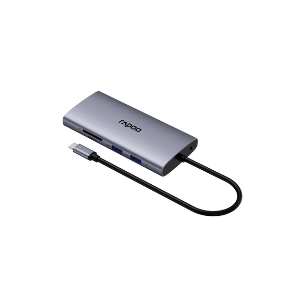  Bộ chuyển đổi đa cổng USB-C RAPOO (XD101) | USB-C to HDMI 4K 30Hz, USB-C, 3 x USB 3.0, VGA, Audio, RJ45, SD/TF Card 