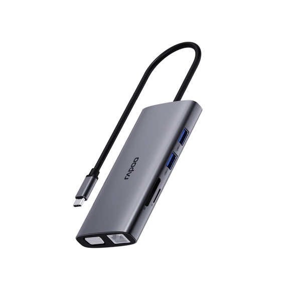  Bộ chuyển đổi đa cổng USB-C RAPOO (XD101) | USB-C to HDMI 4K 30Hz, USB-C, 3 x USB 3.0, VGA, Audio, RJ45, SD/TF Card 