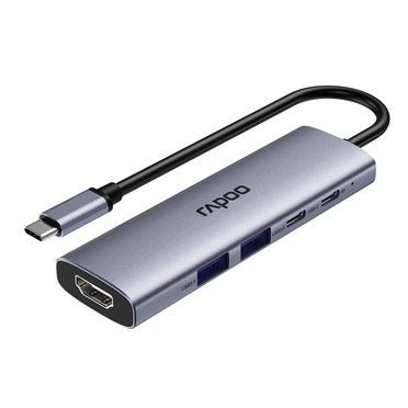 Bộ chuyển đổi đa cổng USB-C RAPOO (XD51) | USB-C to HDMI 4K 60Hz, 2 x USB-A 3.0, USB-C, PD