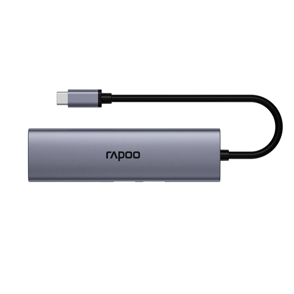  Bộ chuyển đổi đa cổng USB-C RAPOO (XD61) | USB-C to HDMI 4K 60Hz, 2 x USB-A 3.0, SD/TF Card, PD 