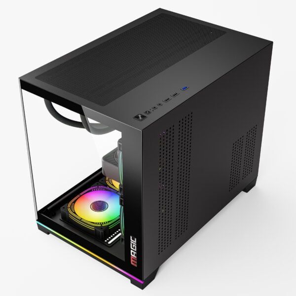  Thùng máy Magic GM-06L Pro (Led RGB/ARGB) (Full M-ATX) (Aio 360 Top) - Đen 