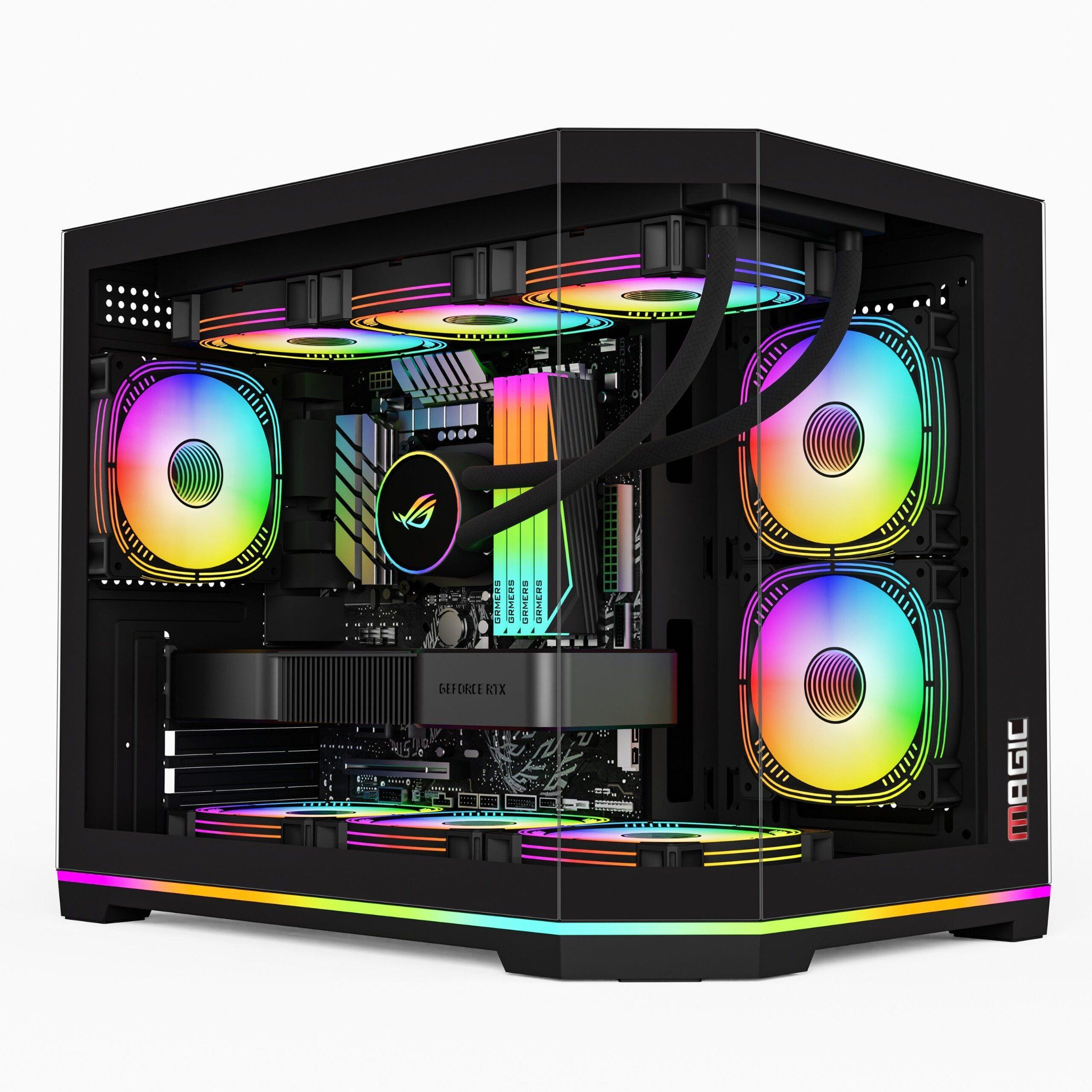 Thùng máy Magic GM-08L Pro (Led RGB/ARGB) (Full M-ATX) (Aio 360 Top) - Đen