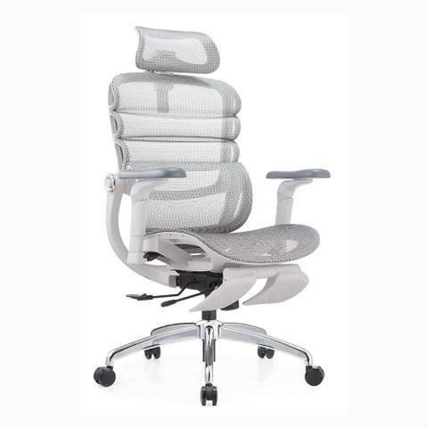 Ghế Công Thái Học Manson Foris, Màu Xám, Có gác chân | Đỡ Lưng Bionic Spine, Ngả Sâu 147 Độ, Tay 5D