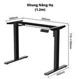  Bàn nâng hạ Manson SmartDesk 1m2 | Khung đen, Mặt đen 