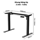  Bàn nâng hạ Manson SmartDesk 1m4 | Khung đen, Mặt đen 