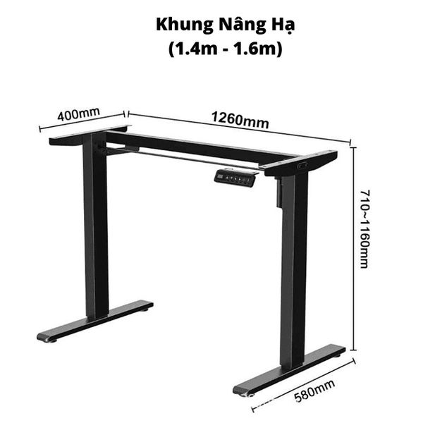  Bàn nâng hạ Manson SmartDesk 1m6 | Khung đen, Mặt gỗ Walnut 