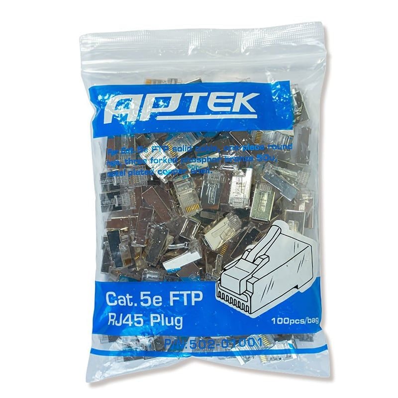  Đầu mạng Aptek Cat 5E FTP RJ45 Plug (502-01001) | Chống nhiễu, 100 cái/bịch 