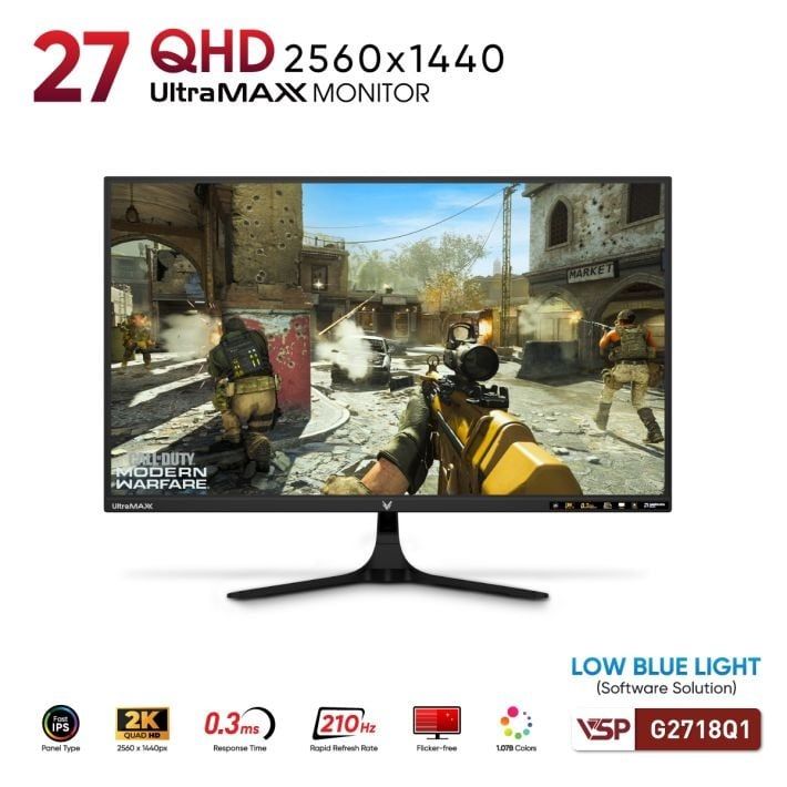 Màn hình Gaming VSP G2718Q1 | 27 inch, 2K QHD, IPS, 210Hz, 0.3ms