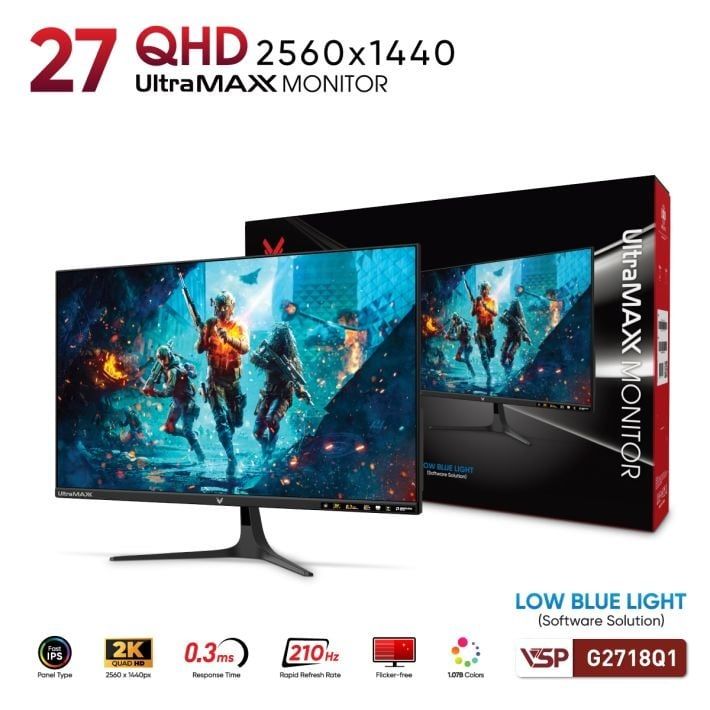 Màn hình Gaming VSP G2718Q1 | 27 inch, 2K QHD, IPS, 210Hz, 0.3ms