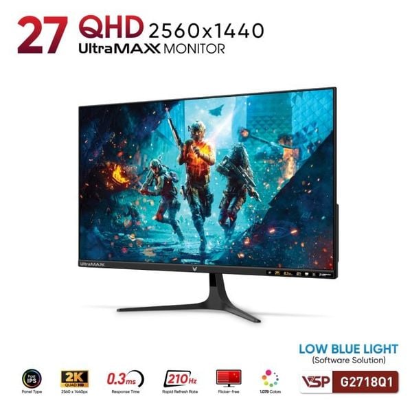  Màn hình Gaming VSP G2718Q1 | 27 inch, 2K QHD, IPS, 210Hz, 0.3ms 