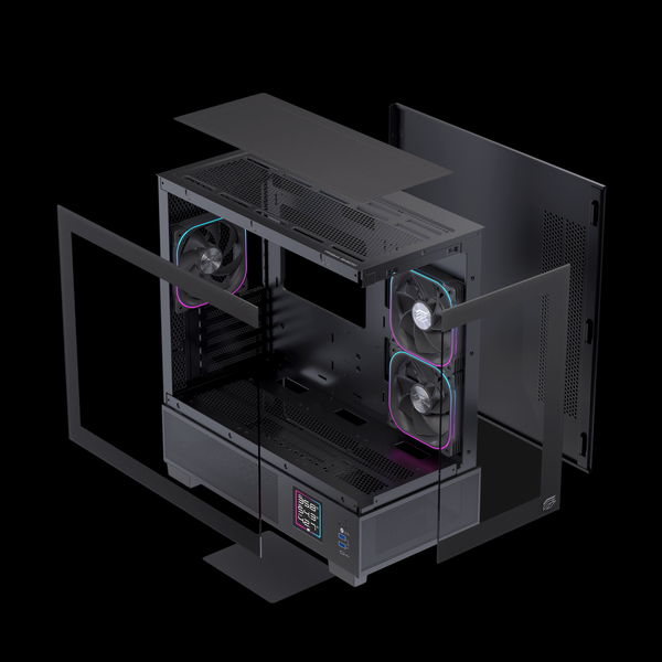  Thùng máy EINAREX SM501D RGB (Kèm sẵn 3 Fan ARGB) | M-ATX, Mặt kính, Đen 