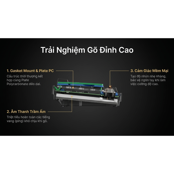  Bàn Phím Cơ Gaming Không Dây AKKO 5087 V3 Black & Gold | Akko Piano Pro, 3 Mode, RGB, Hot Swap 