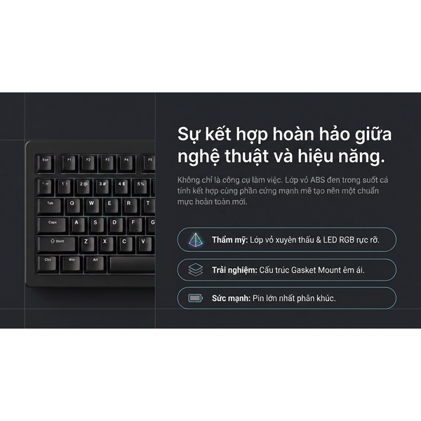  Bàn Phím Cơ Gaming Không Dây AKKO 5087 V3 Black Transparent | Akko Piano Pro, 3 Mode, RGB, Hot Swap 