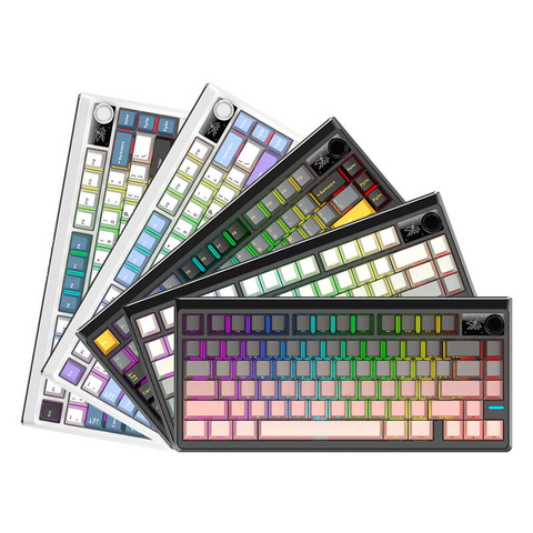 Bàn phím cơ không dây Gaming NewFF JK750 Black | 3 Mode, RGB, Pin 4000mAh, Switch Transparent PC, Đen