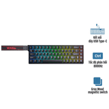  Bàn phím Gaming Rapid Trigger Aula WIN68HE Đen - Chính hãng | Gray Wood, Magnetic Switch 