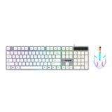  Combo Phím Chuột Gaming Magic KM-01L | Có dây, Led Rainbow, Trắng 