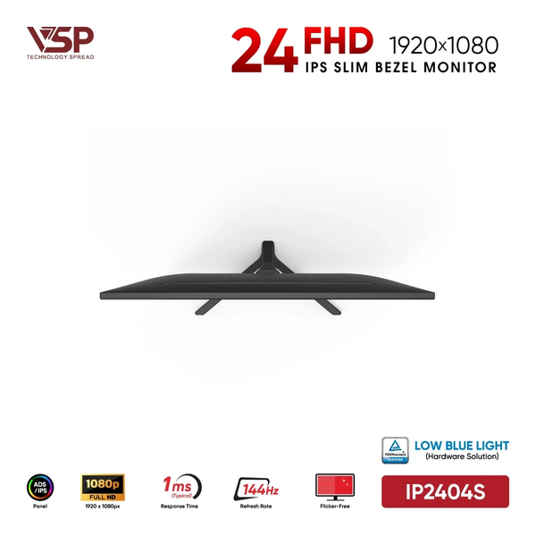  Màn hình Văn phòng VSP IP2404S | 24 inch, Full HD, IPS, 144Hz, 1ms, Đen 
