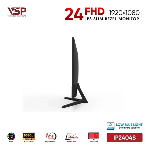  Màn hình Văn phòng VSP IP2404S | 24 inch, Full HD, IPS, 144Hz, 1ms, Đen 