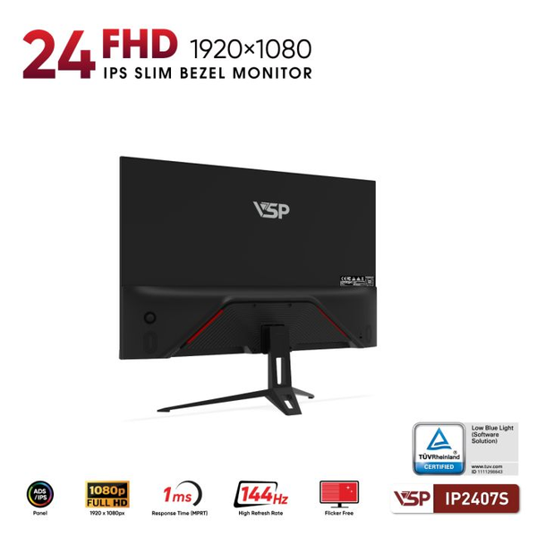 Màn hình Văn phòng VSP IP2407S | 24 inch, Full HD, IPS, 144Hz, 1ms, Đen 