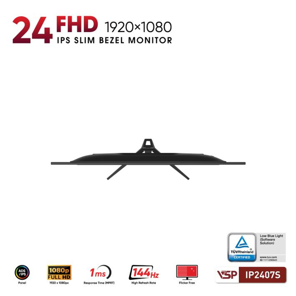  Màn hình Văn phòng VSP IP2407S | 24 inch, Full HD, IPS, 144Hz, 1ms, Đen 