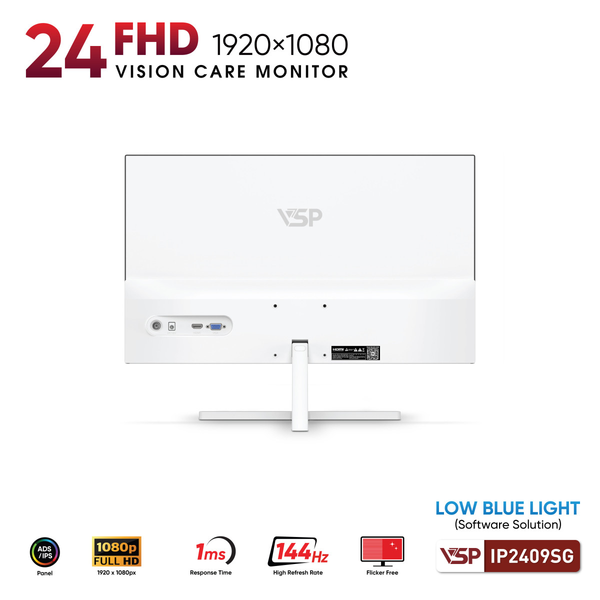  Màn hình Văn phòng VSP IP2409SG Trắng | 24 inch, Full HD, IPS, 144Hz, 1ms 