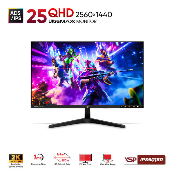  Màn hình Gaming 2K VSP IP25Q180 | 25 inch, QHD, IPS, 180Hz, 1ms MPRT 