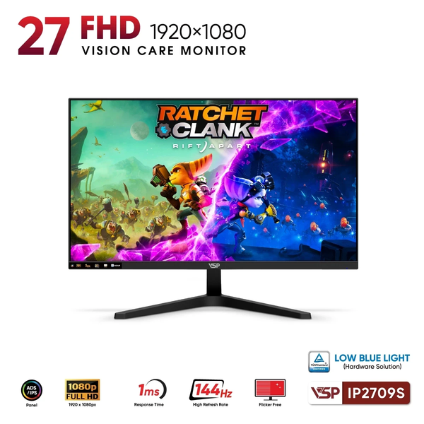  Màn hình văn phòng VSP IP2709S | 27 inch, Full HD, IPS, 144Hz, 1ms 