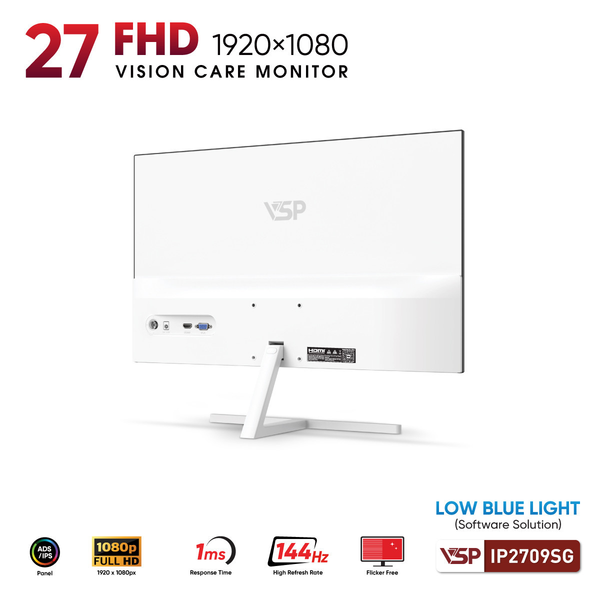  Màn hình Văn phòng VSP IP2709SG Trắng | 27 inch, Full HD, IPS, 144Hz, 1ms 