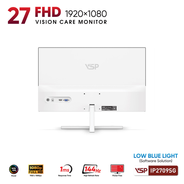  Màn hình Văn phòng VSP IP2709SG Trắng | 27 inch, Full HD, IPS, 144Hz, 1ms 
