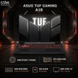  Laptop ASUS TUF Gaming A16 FA607NUG-RL129W | R7-7445HS, 16GB DDR5, SSD 512GB NVMe, RTX 4050 6GB, 16" WUXGA, Win 11, Xám 