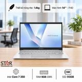  Laptop ASUS Vivobook 14 X1404MA-EB220W | C7-350, 8GB DDR5, SSD 512GB NVMe, 14" FHD, Win 11, Bạc 