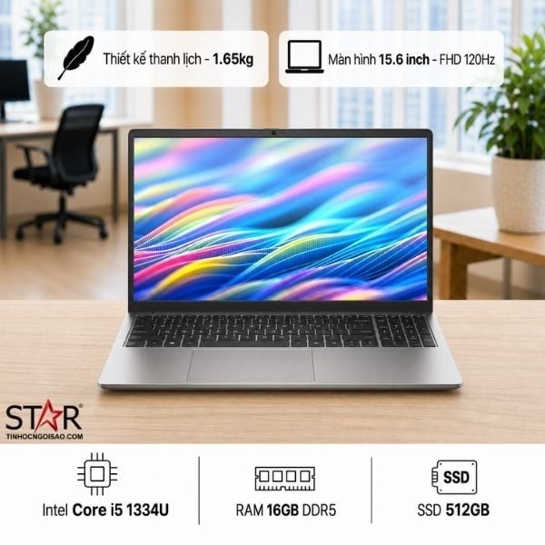  Laptop Dell 15 DC15250 CPH992 | i5-1334U, 16GB DDR5, SSD 512GB NVMe, 15.6" FHD 120Hz, Win 11, Bạc 