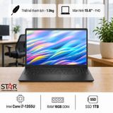  Laptop Dell DC15250-7982BLK H5YXJ | i7 1355U, 16GB DDR4, SSD 1TB NVMe, 15.6" FHD Touch, Win 11, Đen 