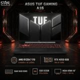  Laptop Gaming ASUS TUF A16 FA607NUQ-RL007W | AMD Ryzen 7 170, 16GB DDR5, SSD 512GB NVMe, 16" FHD+ 144Hz, RTX 4050 6GB GDDR6, Win 11, Xám 