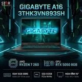  Laptop Gaming GIGABYTE A16 3THK3VN893SH (GA63H) | AMD Ryzen 7 260, 16GB DDR5, SSD 512GB, 16" FHD+ ,165Hz, WF6E, BT/76Wh, RTX 5050 8GB, RGB, W11SL, Đen 
