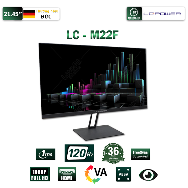  Màn hình Văn phòng LC-Power LC-M22F | 22 inch, FHD, 120Hz, IPS 