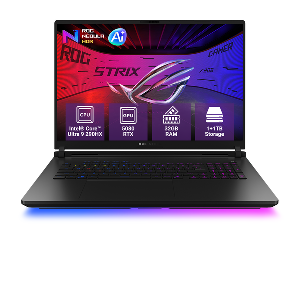  Laptop Gaming ASUS ROG Strix SCAR 18 G835LWG-TQ379W | U9 290HX Plus, 32GB DDR5, SSD 2TB, RTX 5080 16GB, 18" 4K 240Hz, WF7, BT5.4/4C90WHrs, W11H, RGB, Đen 