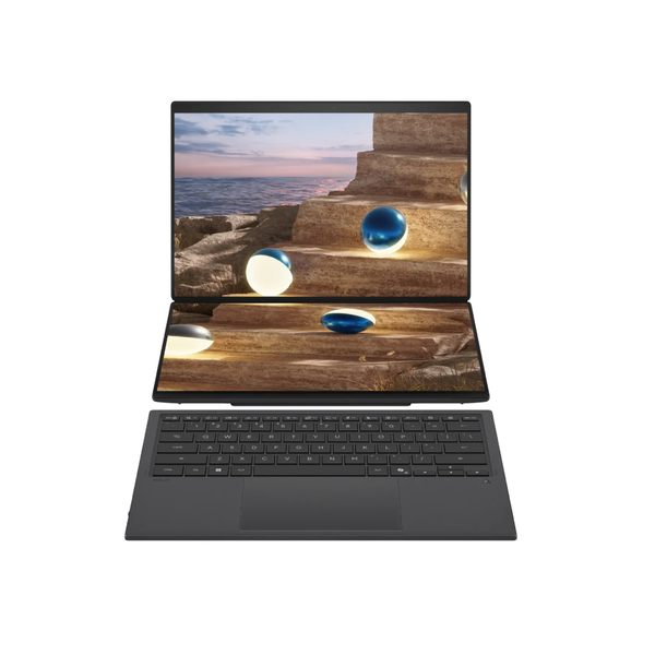  Laptop ASUS Zenbook Duo UX8407AA-SN439WS | X7-358H, 32GB LPDDR5X, SSD 512GB NVMe, 14" 3K OLED 144Hz, Touch, Pen, W11H, Túi, Xám 