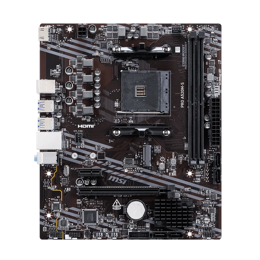 Mainboard MSI PRO A520M-S | AMD A520, AM4, 2 khe DDR4, PCIe 3.0
