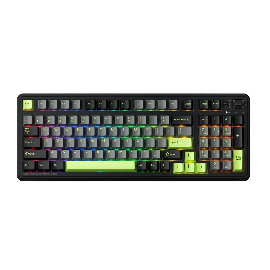  Bàn Phím Cơ Không Dây Machenike KG98 Tri-Mode RGB | Black Green | Purple-Gold Switch 