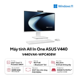  Máy Bộ AIO ASUS V440VAK-WPC408W | C7-240H, 16GB DDR5, SSD 512GB NVMe, TPM, 23.8" FHD Non-touch, WF6E, BT5.4, W11H, WL_KB&M, Trắng 