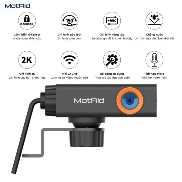  Camera hành trình xe máy MotRid MD11 | 2MP, 2K, Đàm thoại 