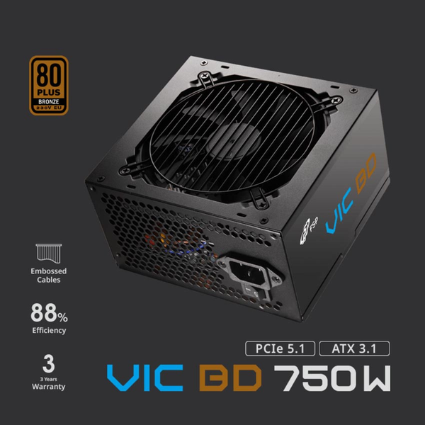  Nguồn máy tính FSP VIC BD 750 750W 80 Plus Bronze | PCIe 5.1, ATX12V V3.1, HDB Fan 120mm 